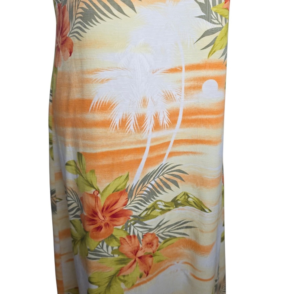 Tommy Bahama Vintage Orange Silk Tropical Floral Palm Tree Sunset‎ Maxi Dress 4 - Picture 8 of 12